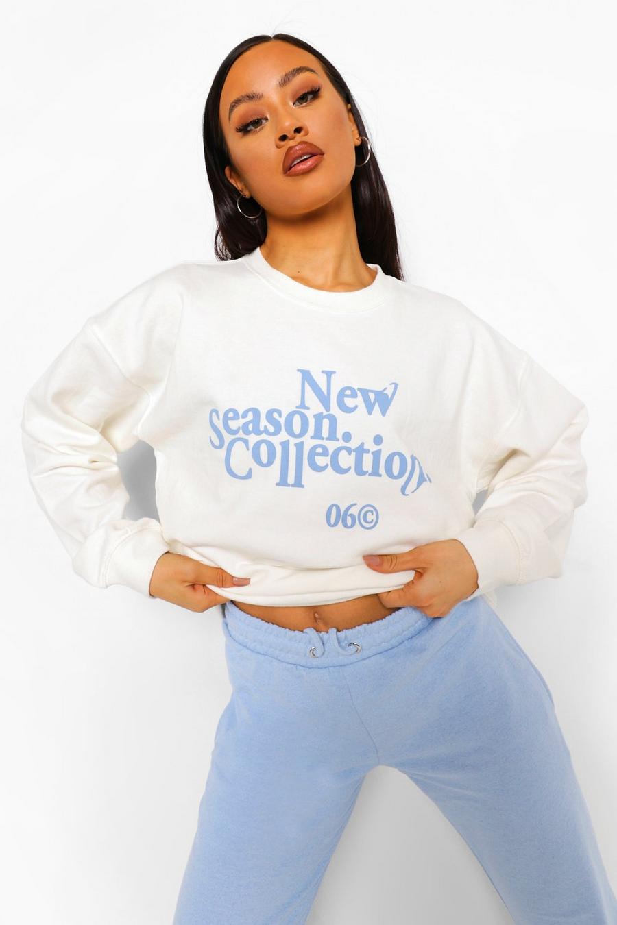 Ecru "New Season" Sweatshirt med slogan image number 1