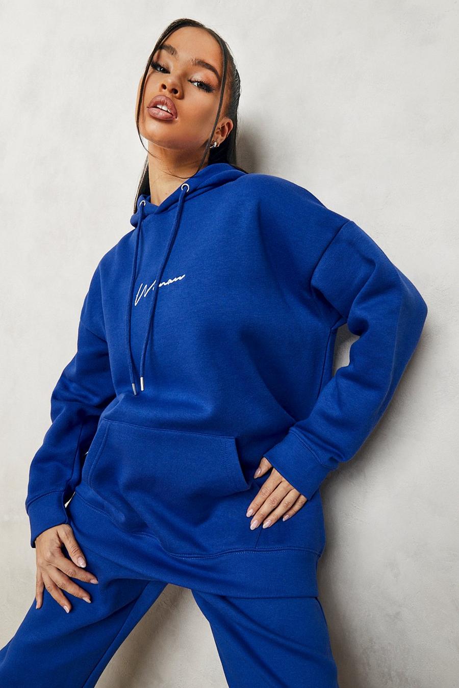 Cobalt Woman Oversized Embroidered  Hoodie image number 1