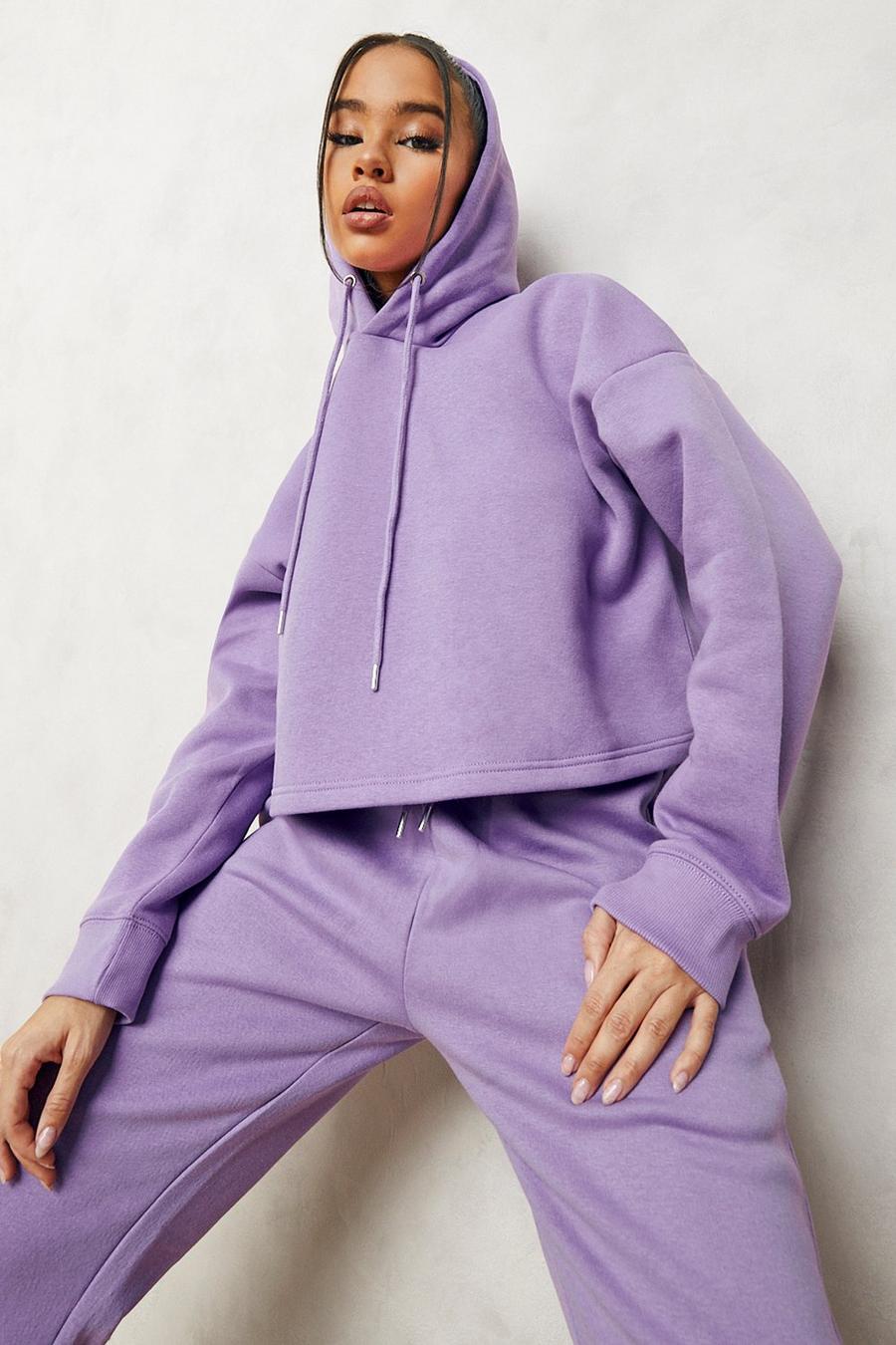 Purple Oversized Cropped Hoodie image number 1