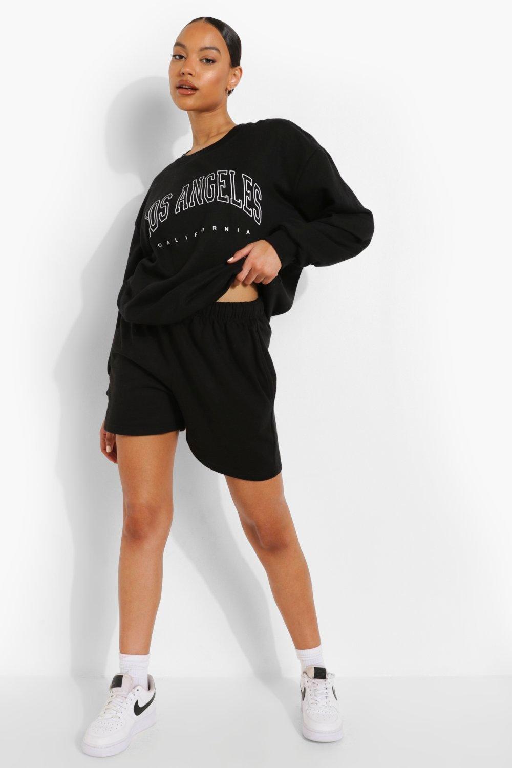 boohoo Plus Los Angeles Slogan Oversized Sweatshirt - Black - Size 16-18
