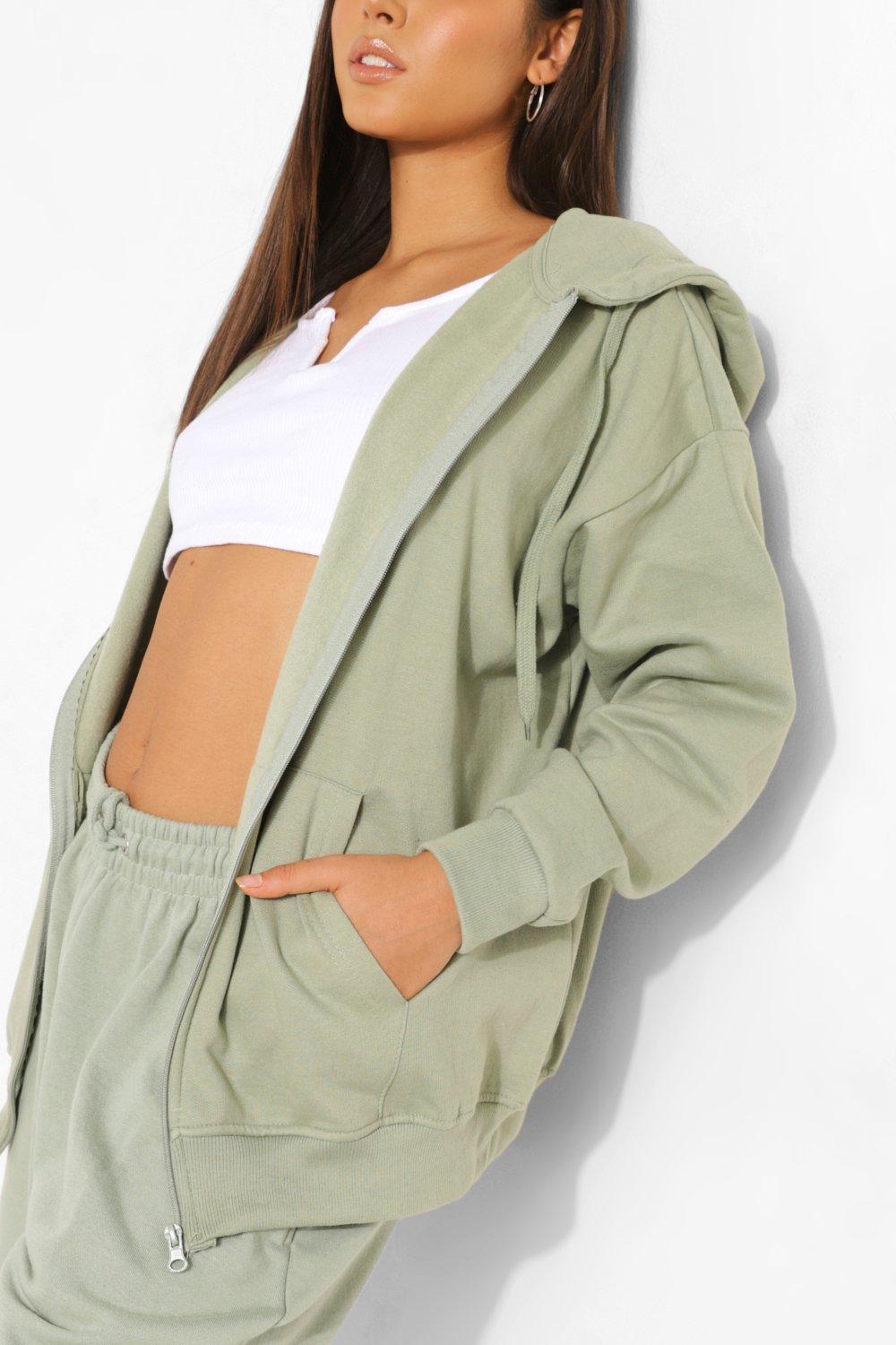 Diosa León Sage Oversized Zip-Up Hoodie L