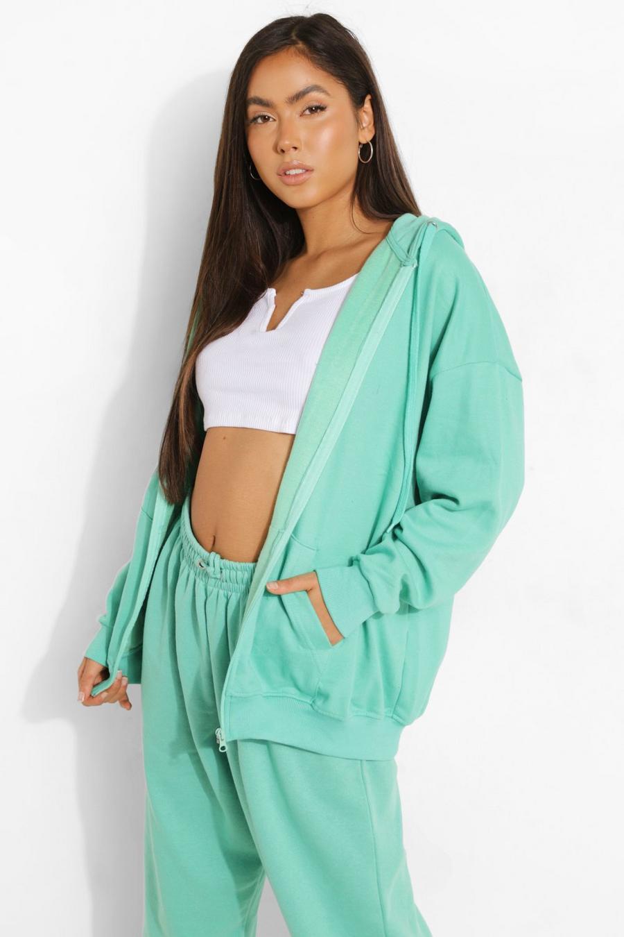 Jade Basic Oversized Zip Through Hoodie image number 1