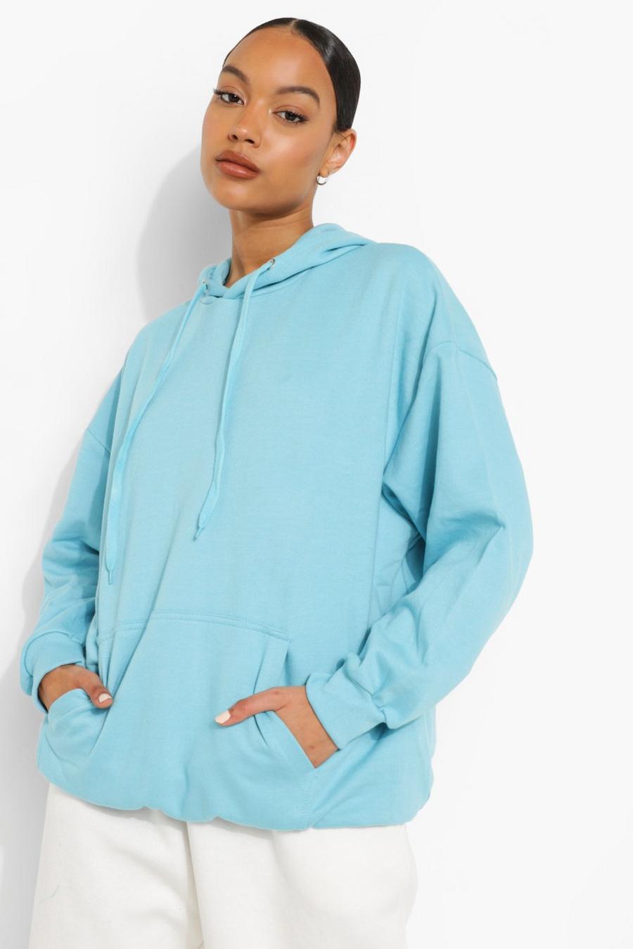 Turquoise Basic Oversize hoodie image number 1