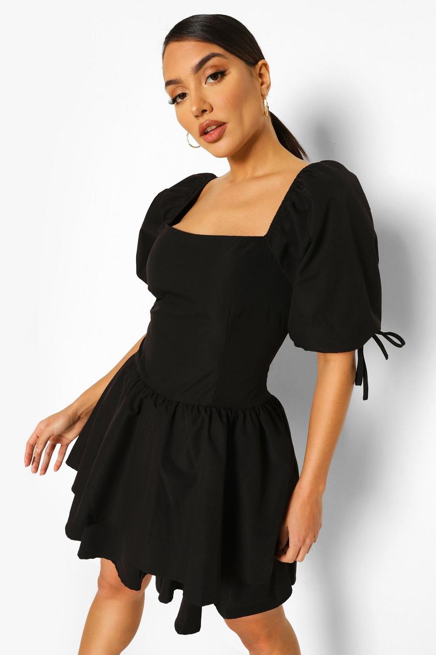 שחור שמלת סקייטר עם שרוכים מאחור image number 1