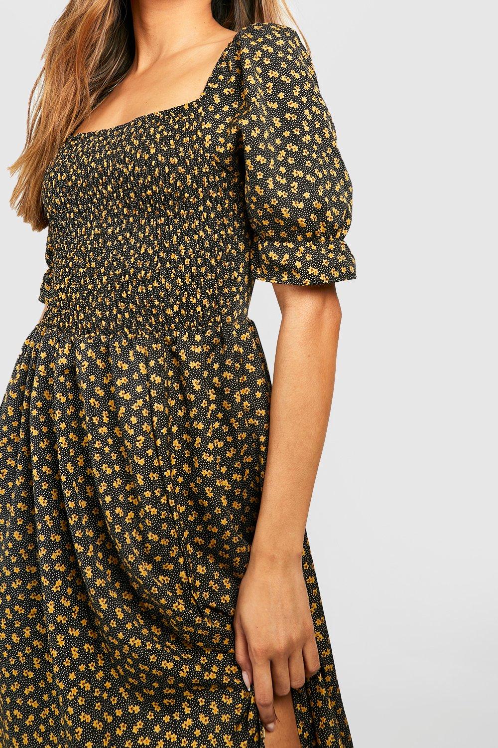 Black ditsy 2024 floral dress