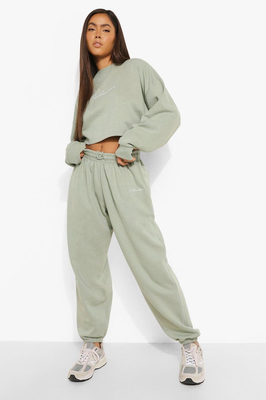 Sage Oversized Embroidered Woman Joggers image number 1