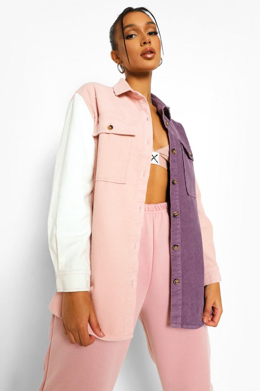 Lilac Cord Colorblock Shirt image number 1