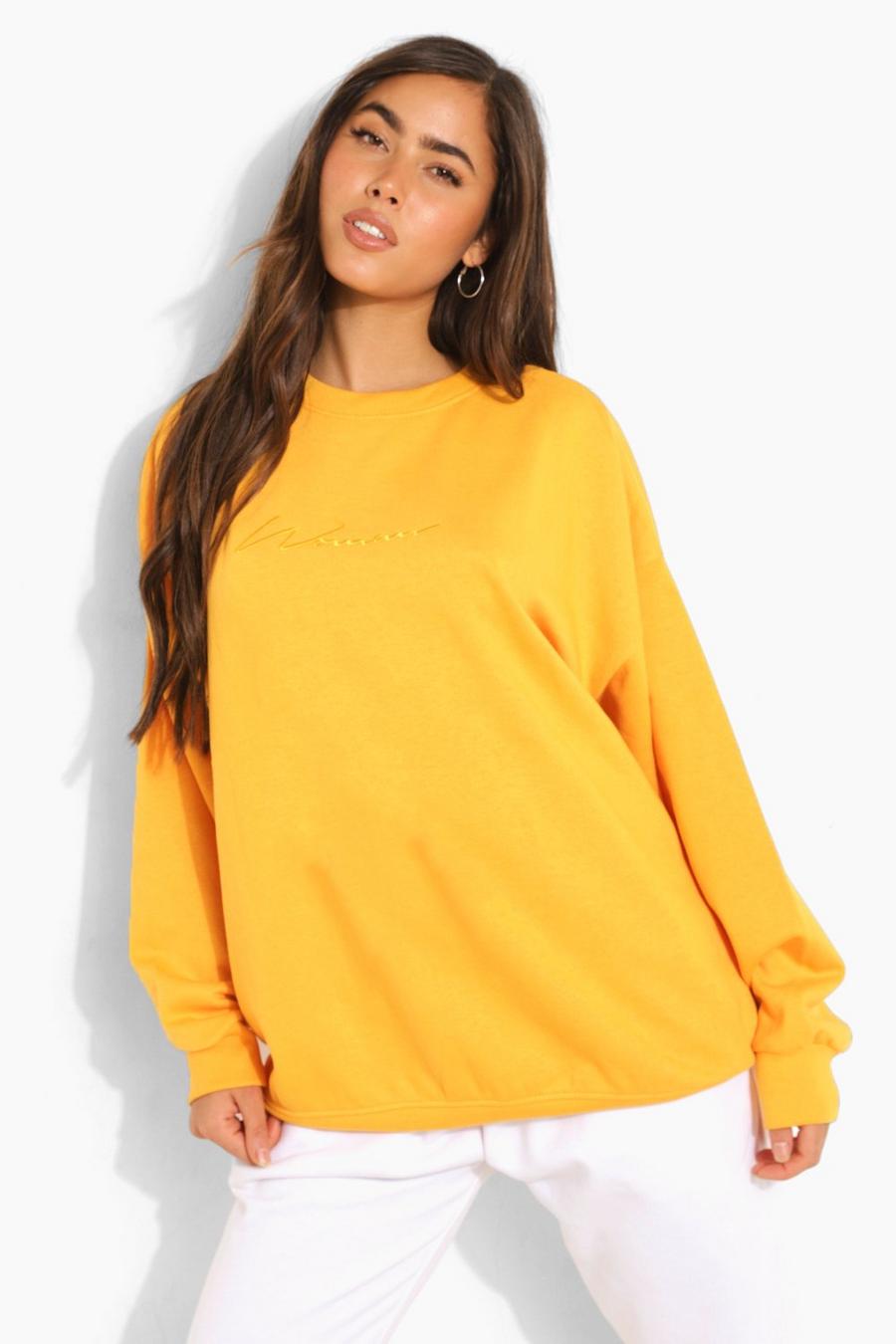 Tangerine Oversized Embroidered Woman Script Sweatshirt image number 1
