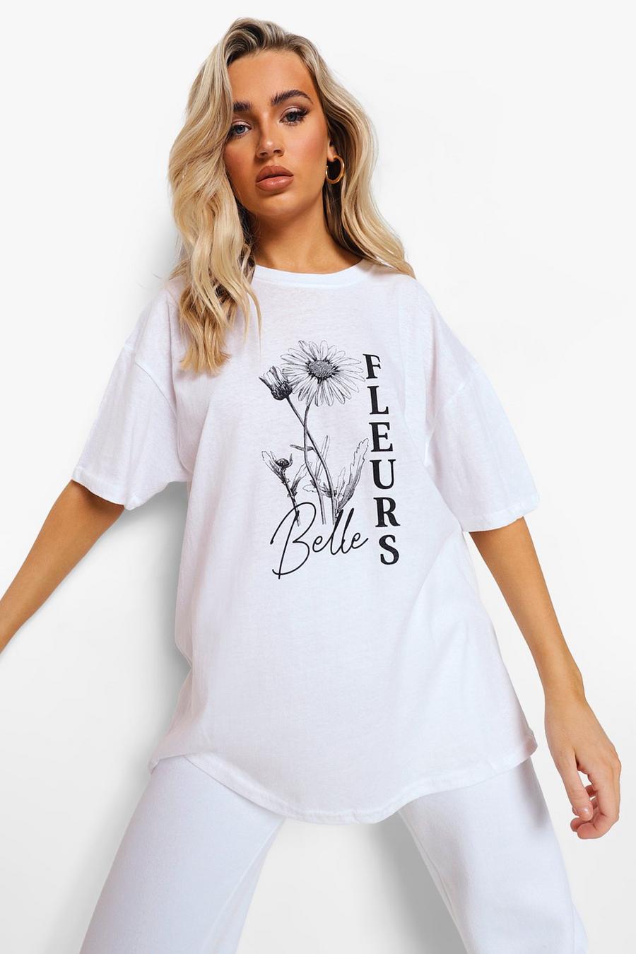 Bedrucktes T-Shirt mit Blumenmuster , Weiß image number 1