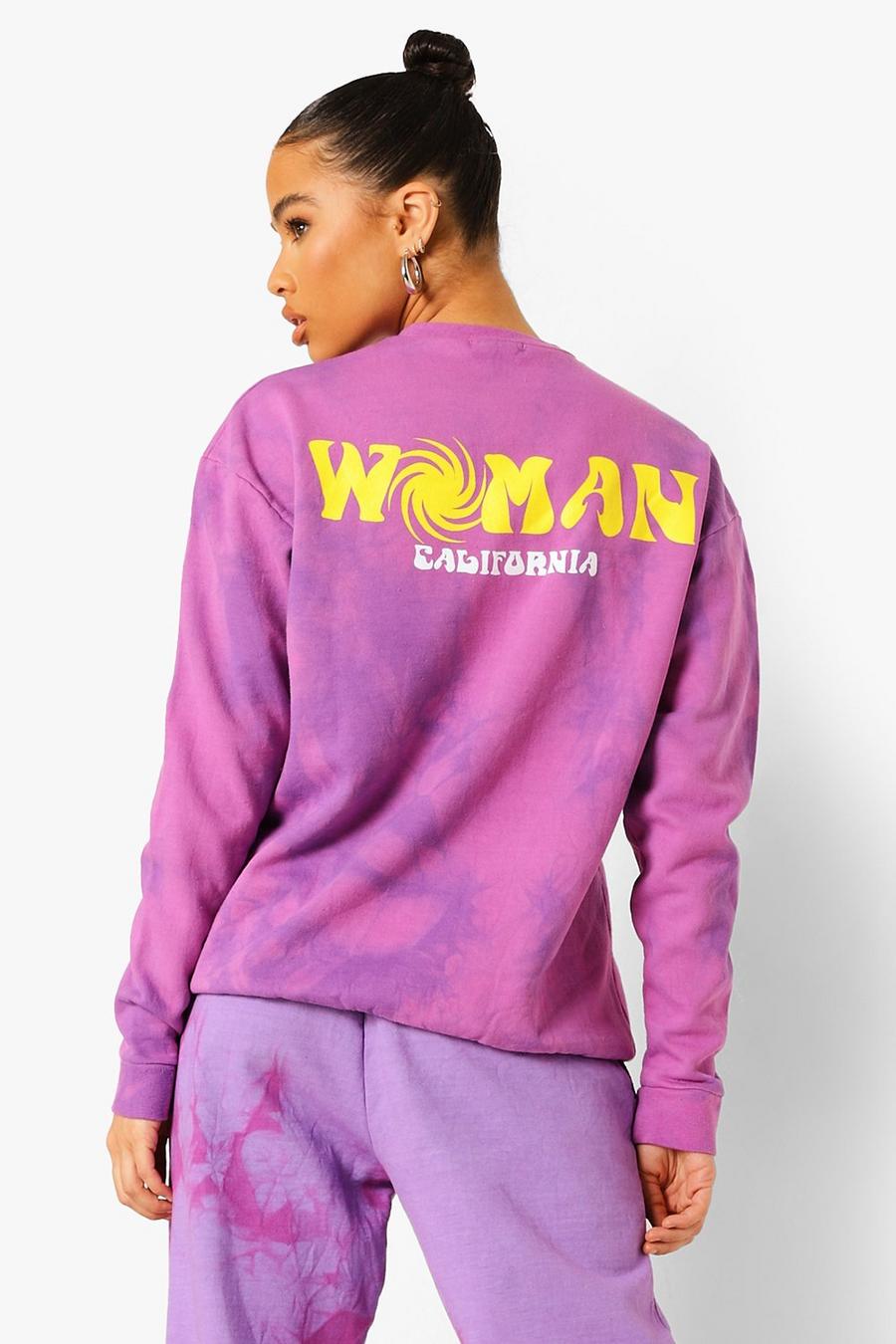 Purple Woman Oversize batikmönstrad sweatshirt image number 1