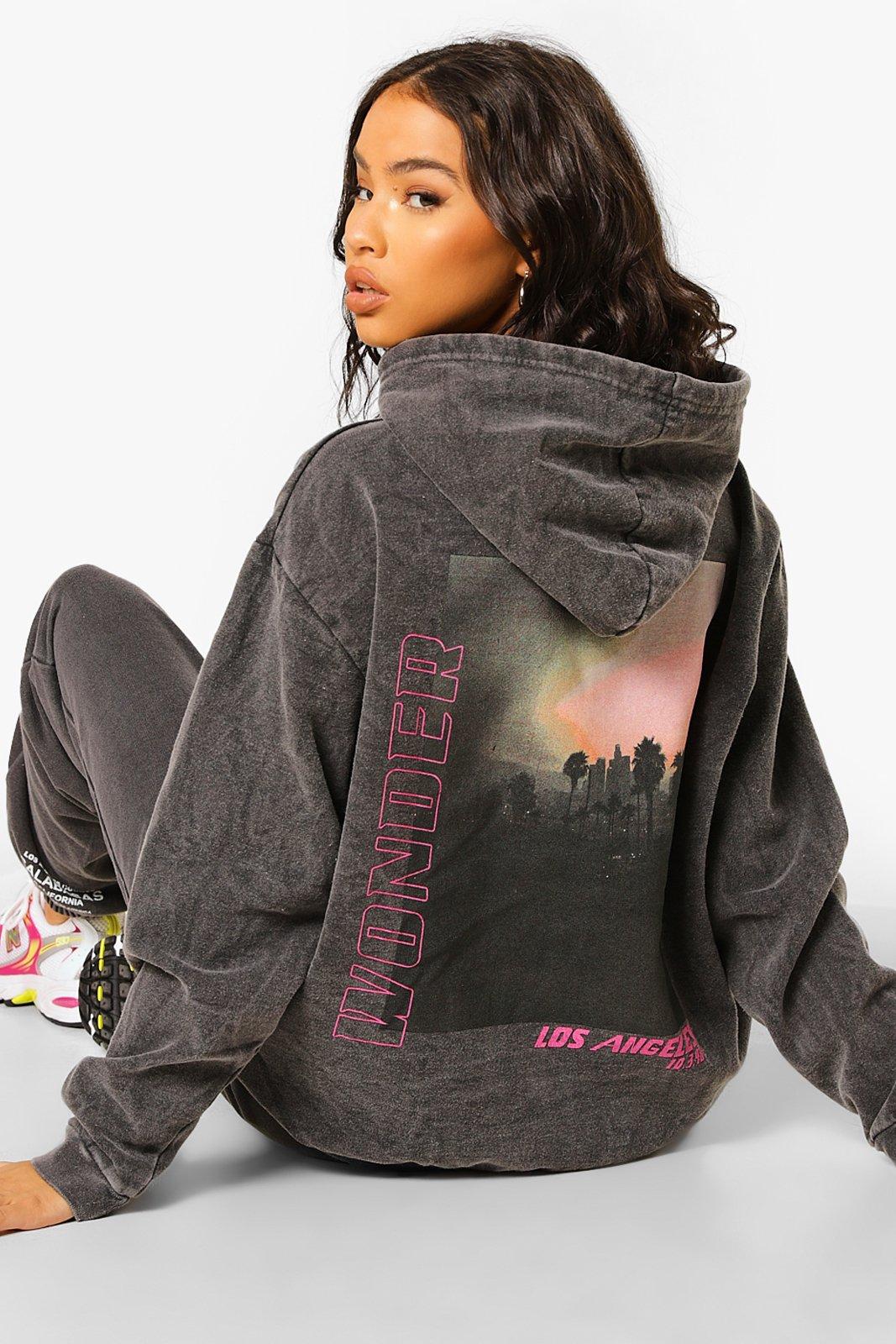 Sunset Back Print Overdyed Hoodie