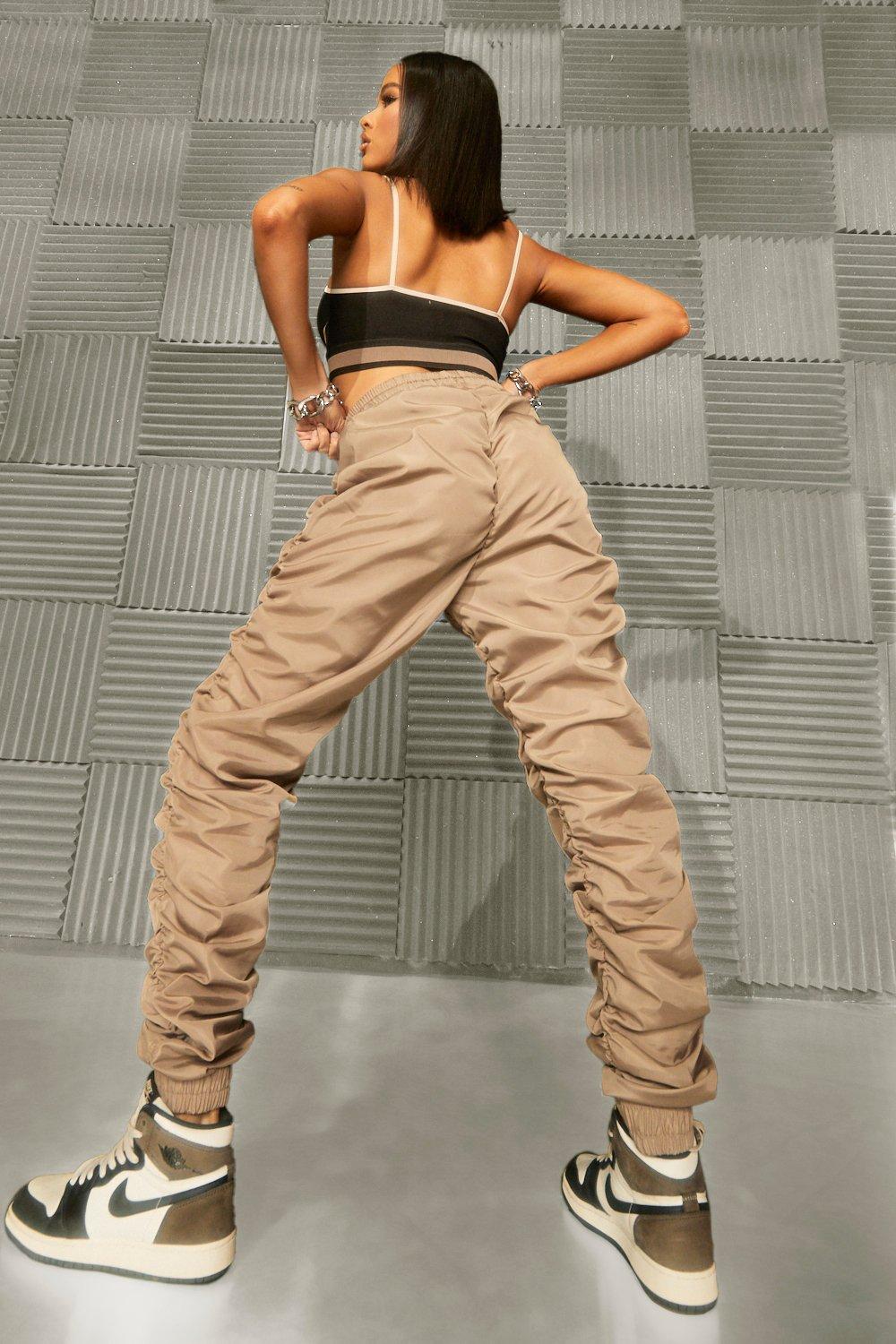 Ruched Shell Joggers boohoo