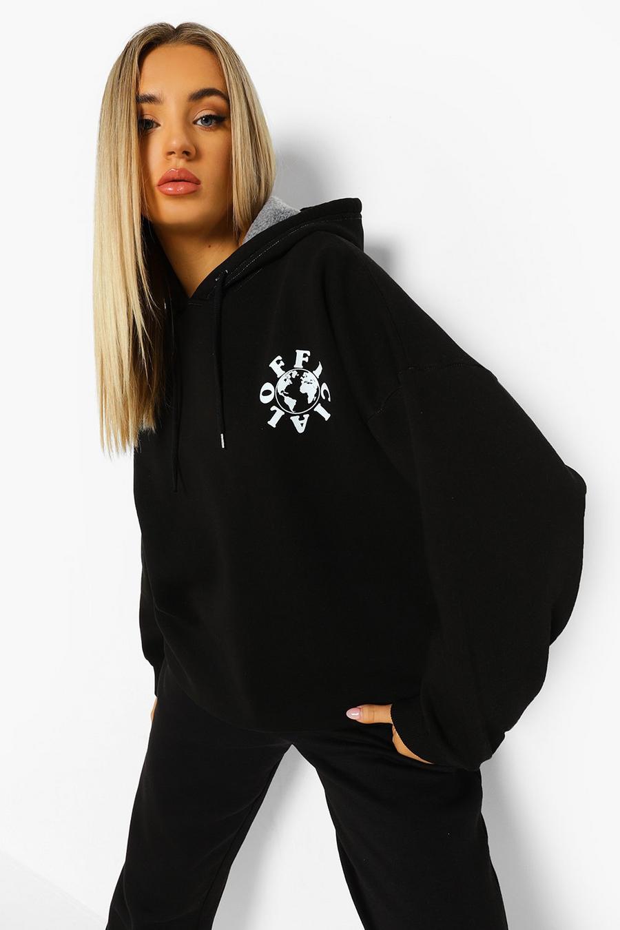 Black Limited Edition World Print Hoodie image number 1