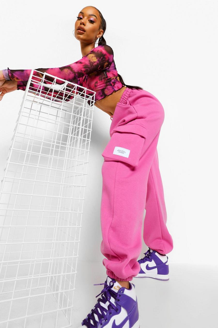 Pink Oversize joggers i utilitystil image number 1