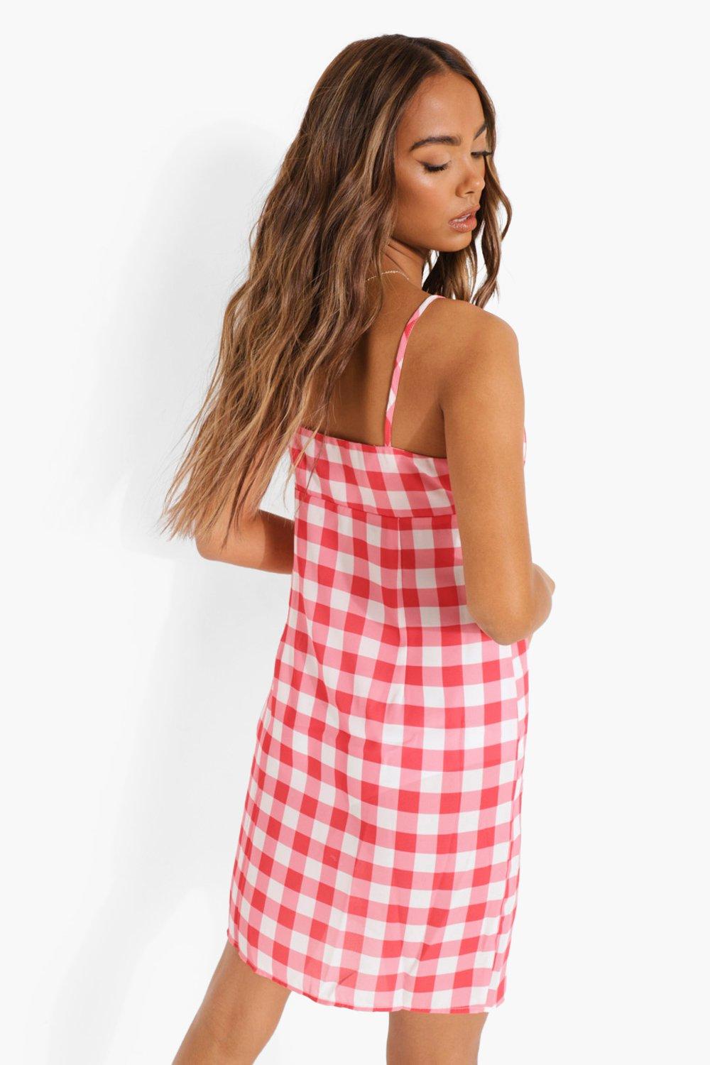 Gingham tie front clearance dress