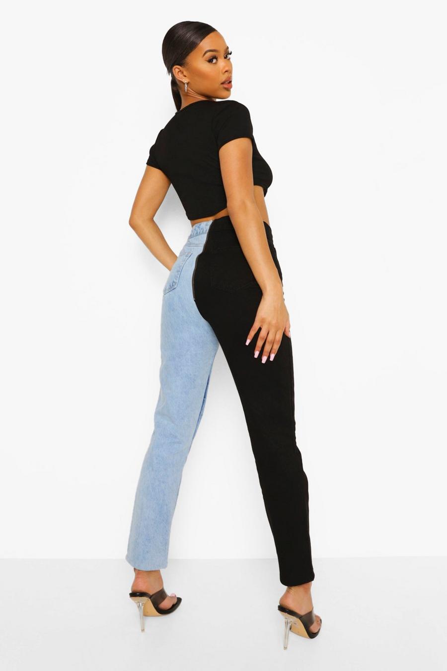 Gespleißte, steife Slim Fit Jeans mit Reißverschlussapplikation , Eisblau image number 1