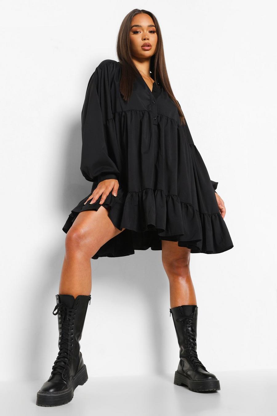 Black Volangklänning med vid kjol image number 1