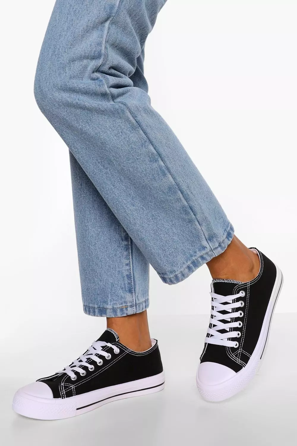 Black Wide Fit Canvas Trainers alternative image