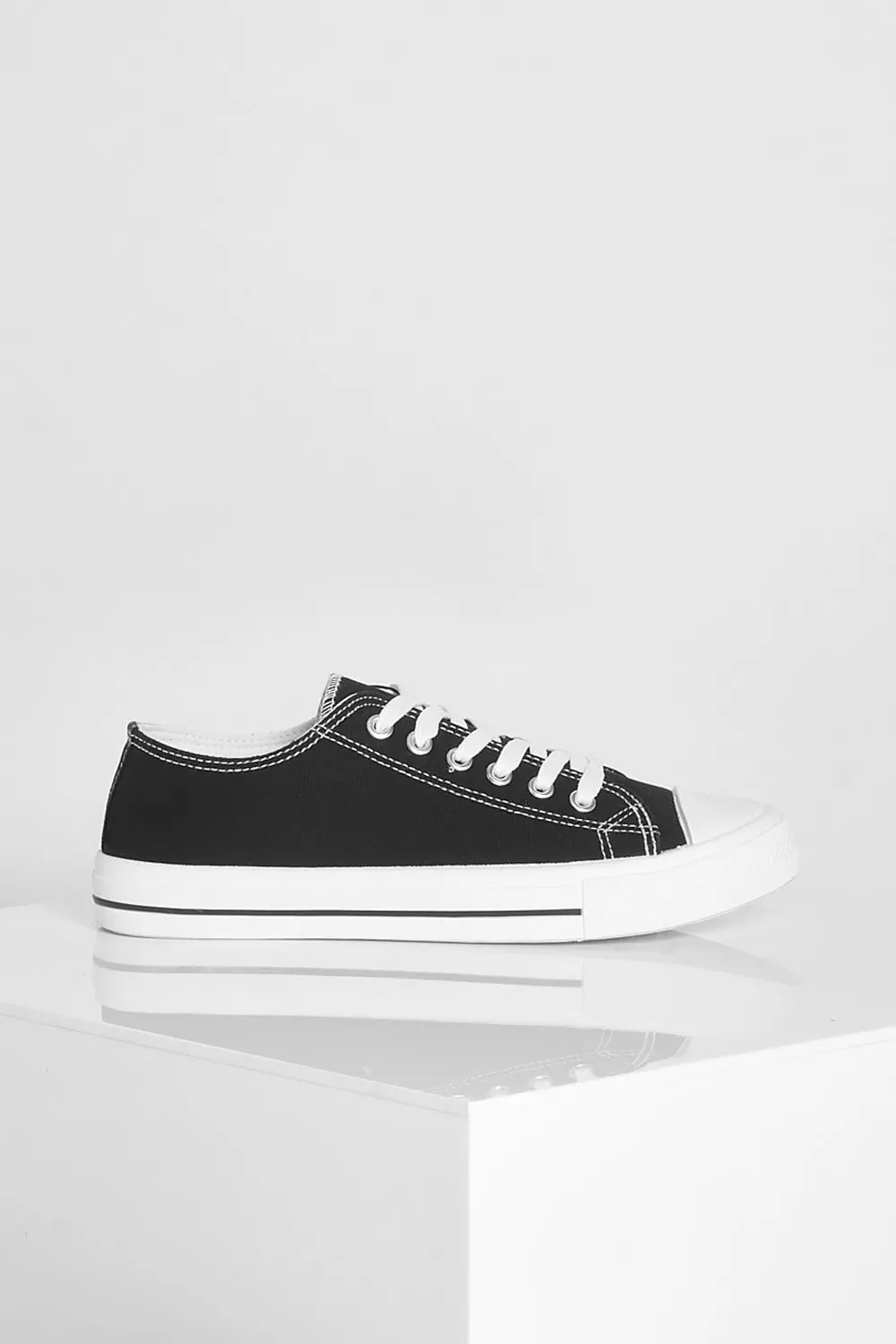 Black Wide Fit Canvas Trainers alternative image
