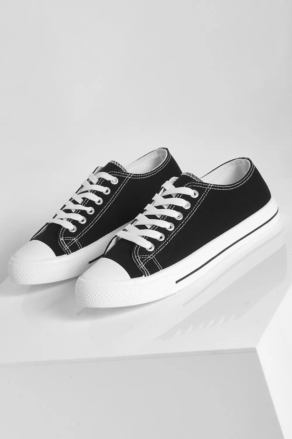 Black Wide Fit Canvas Trainers alternative image