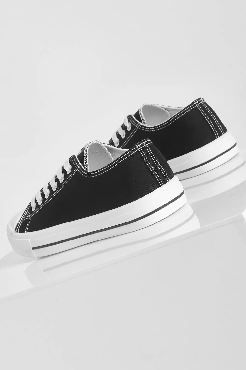 Black Wide Fit Canvas Trainers alternative image