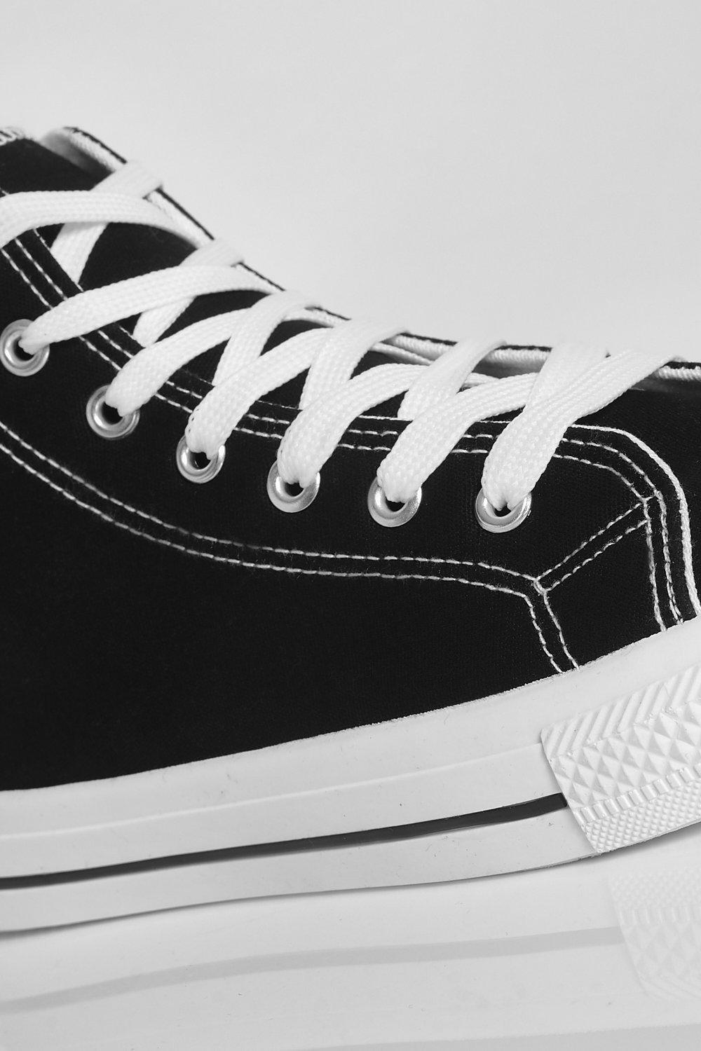 Black Canvas High Top Trainers In Wide Fit