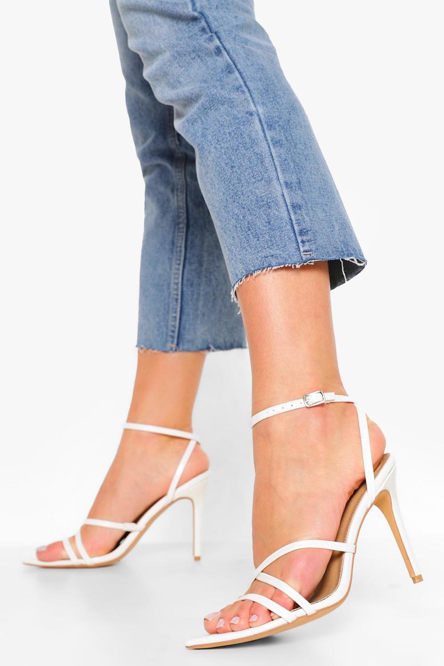 White Strappy Minimal Pointed Toe Sandal image number 1