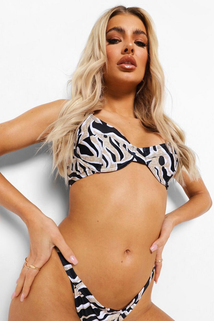 Sand beige Zebra Underwired Bikini Top