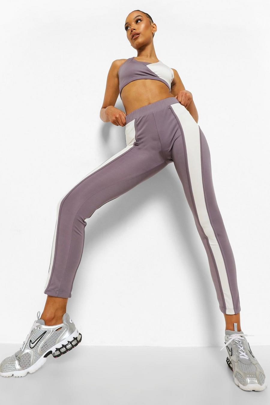 Grey Ofcl Contrast Stitch Body Shaping Leggings image number 1