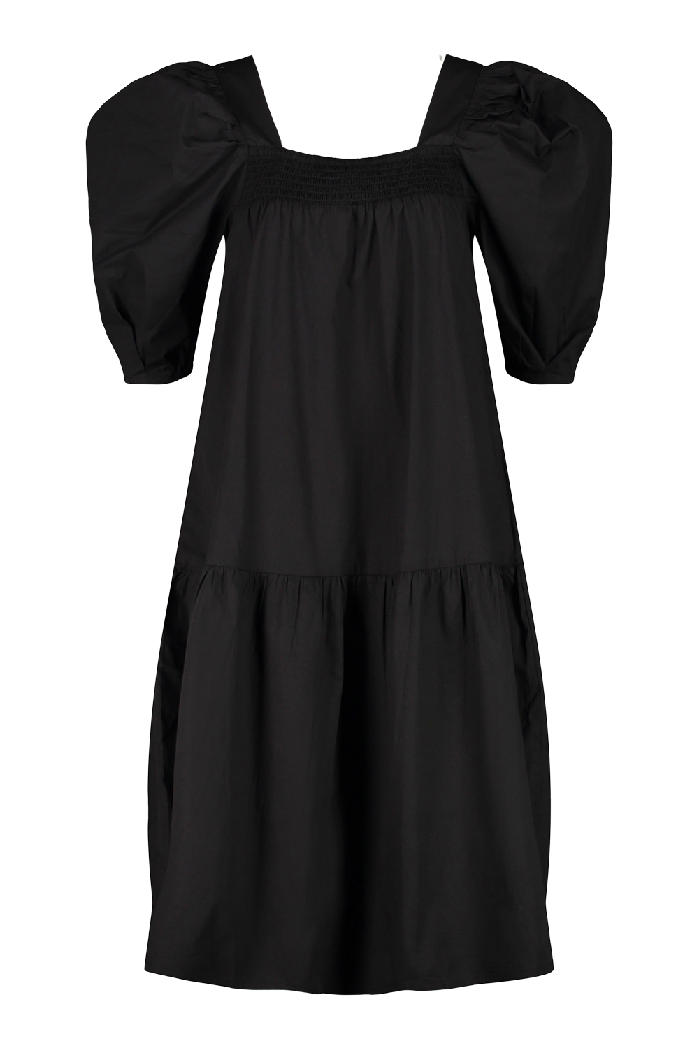 Plus Size - Black Poplin Puff Sleeve Midi Dress - Torrid