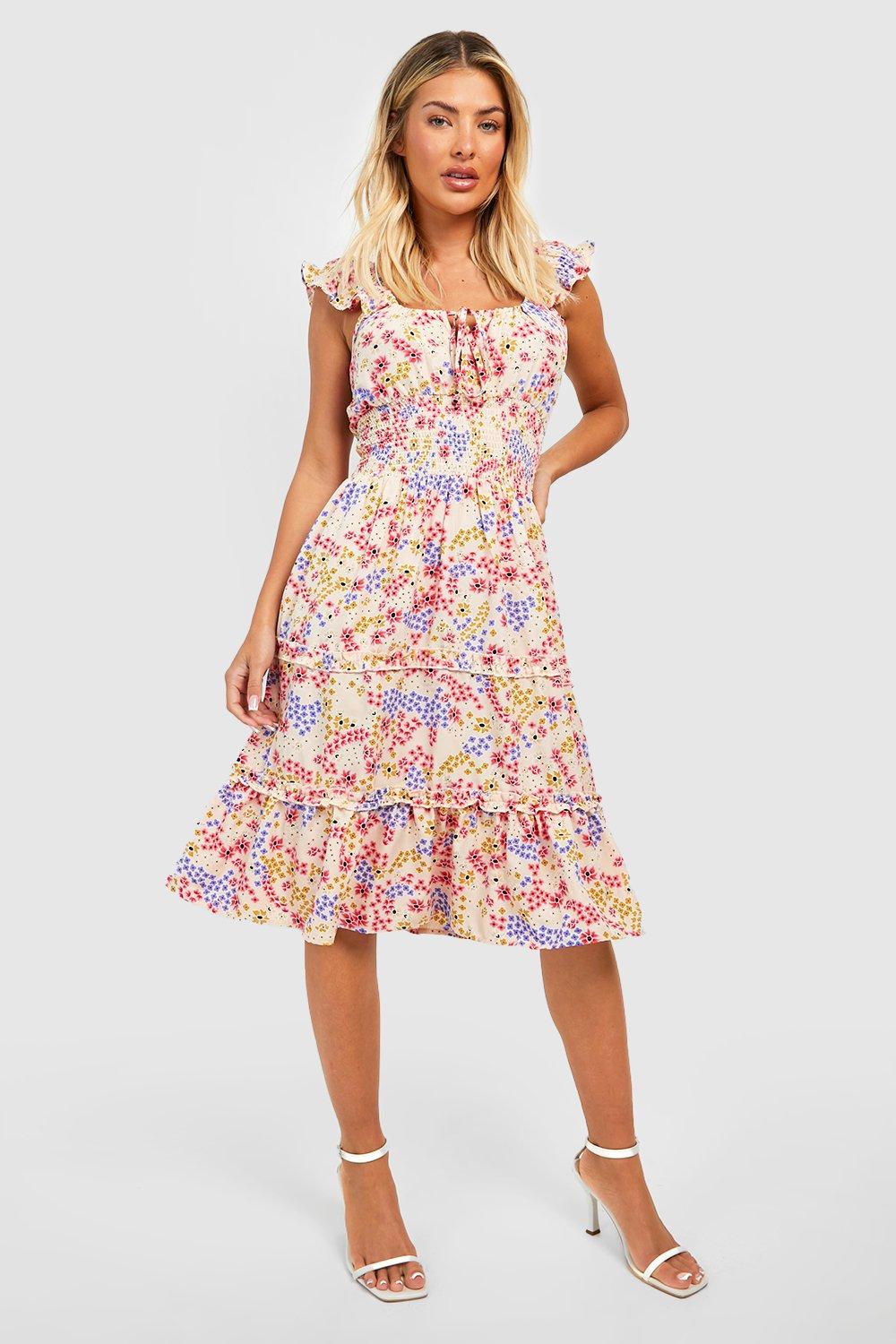 Ladies floral outlet midi dress