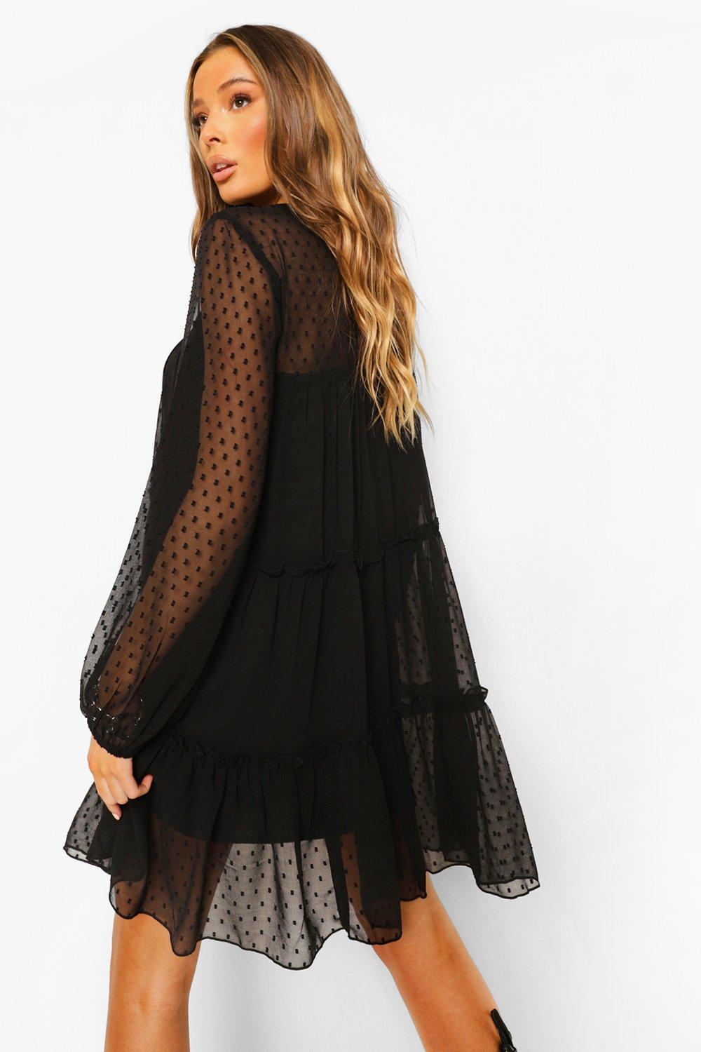 Black dobby 2025 mesh dress