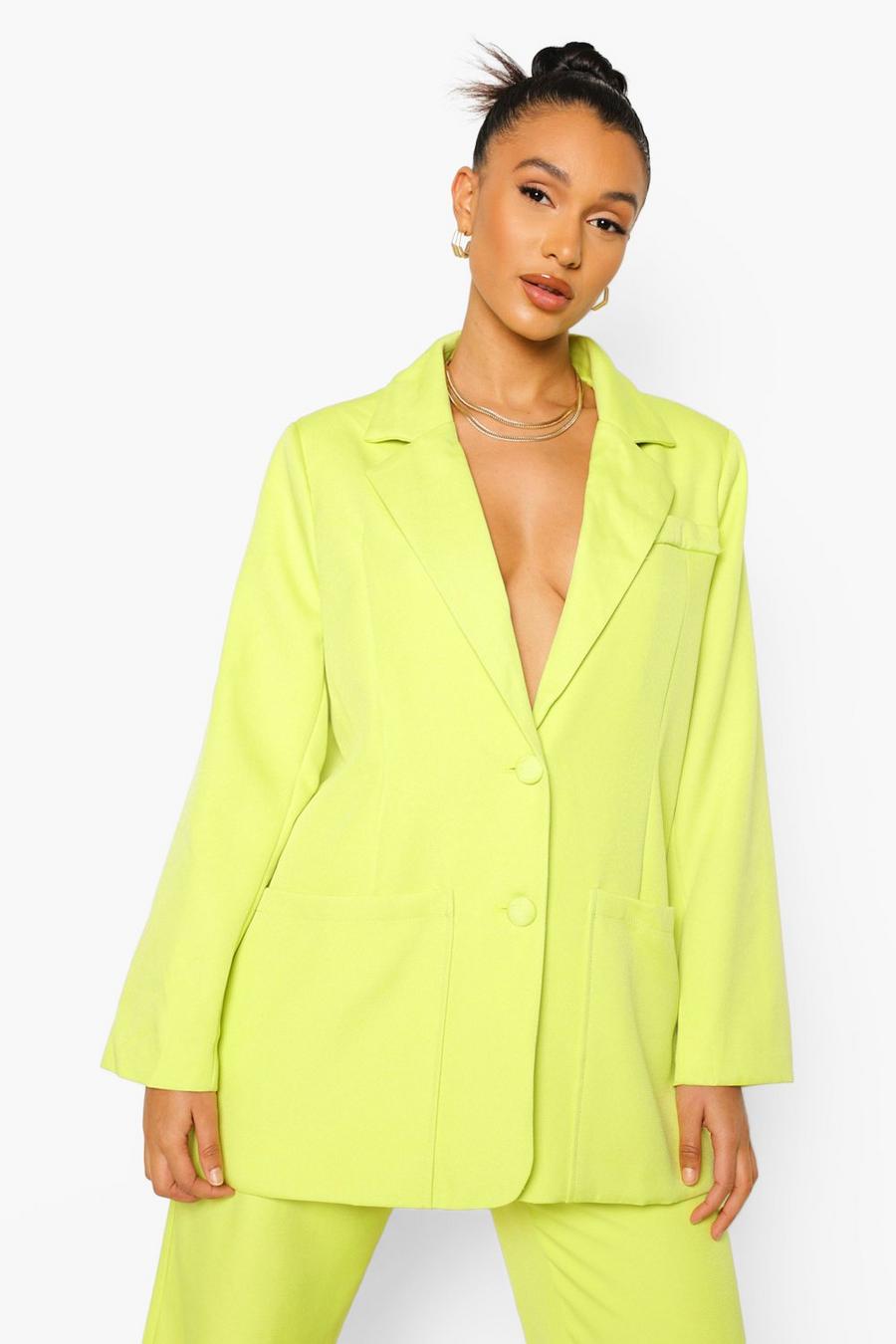 Lime Mix & Match Brights Super Oversized Blazer image number 1