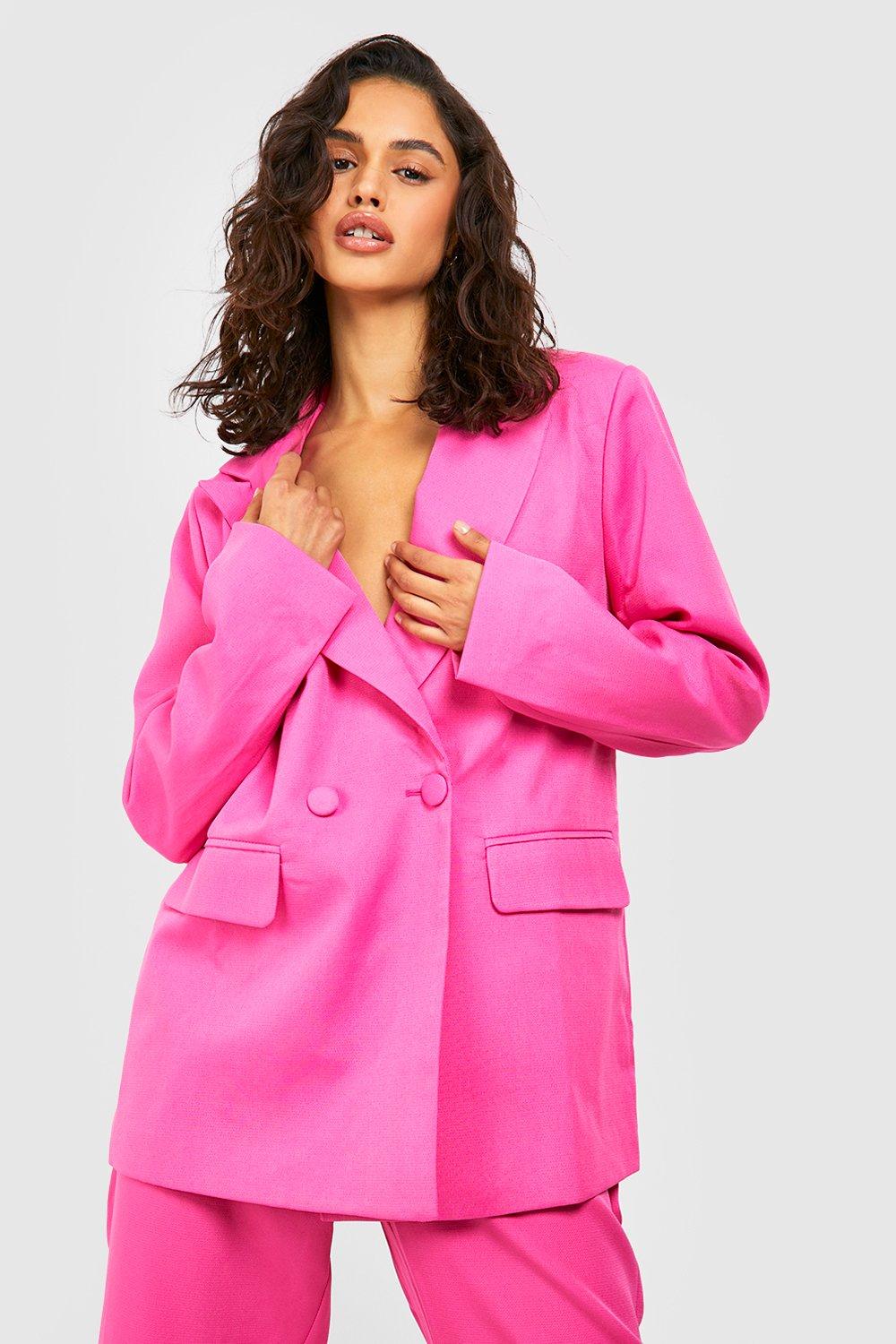 pink blazer pant suit