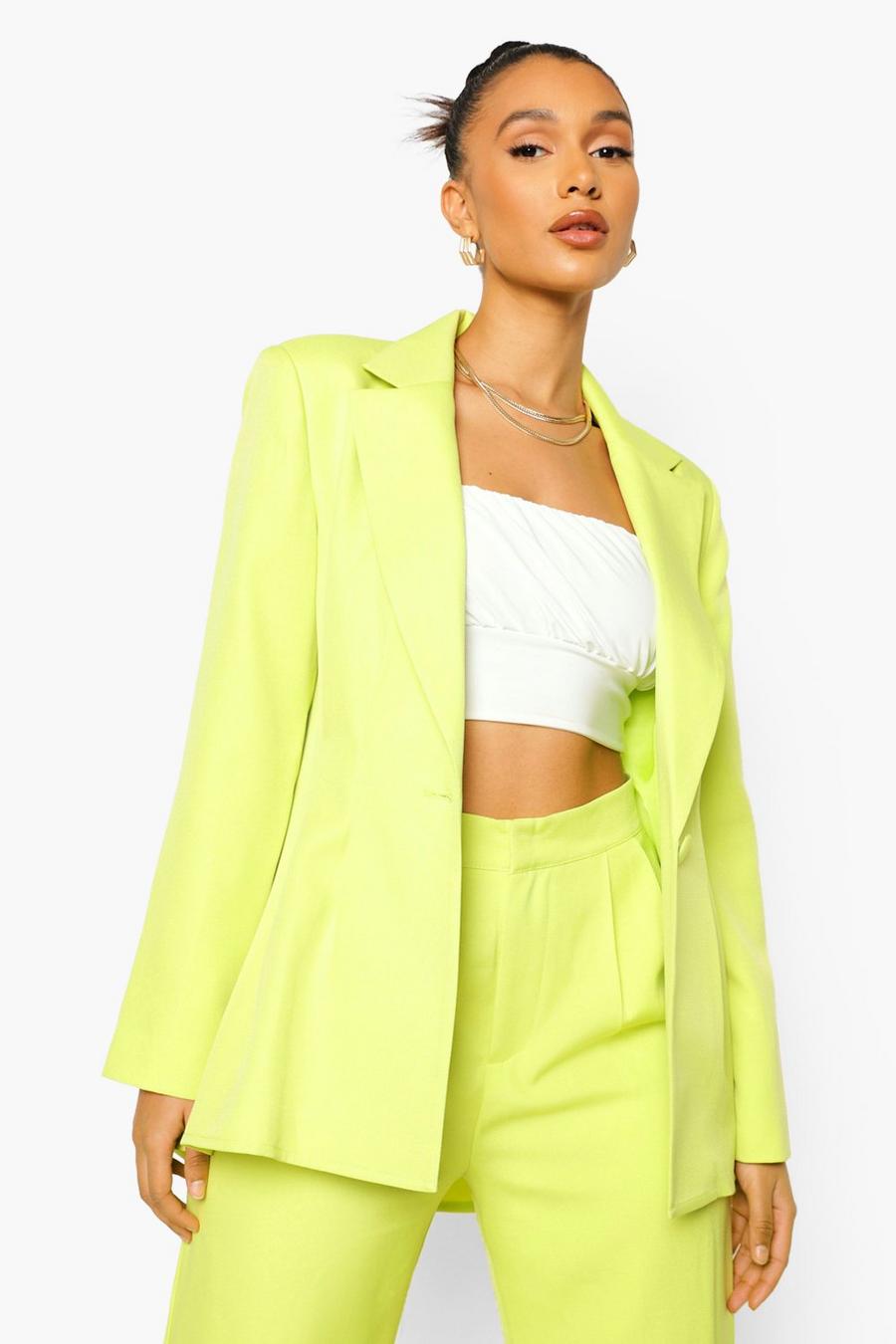 Blazer ad hoc con pieghe a colori accesi Mix & Match , Lime image number 1