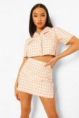 Peach Gingham Mini Skirt