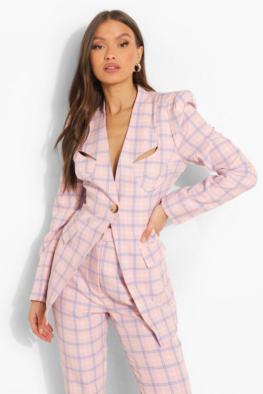 Blush Tailored Contour Checked Blazer image number 1