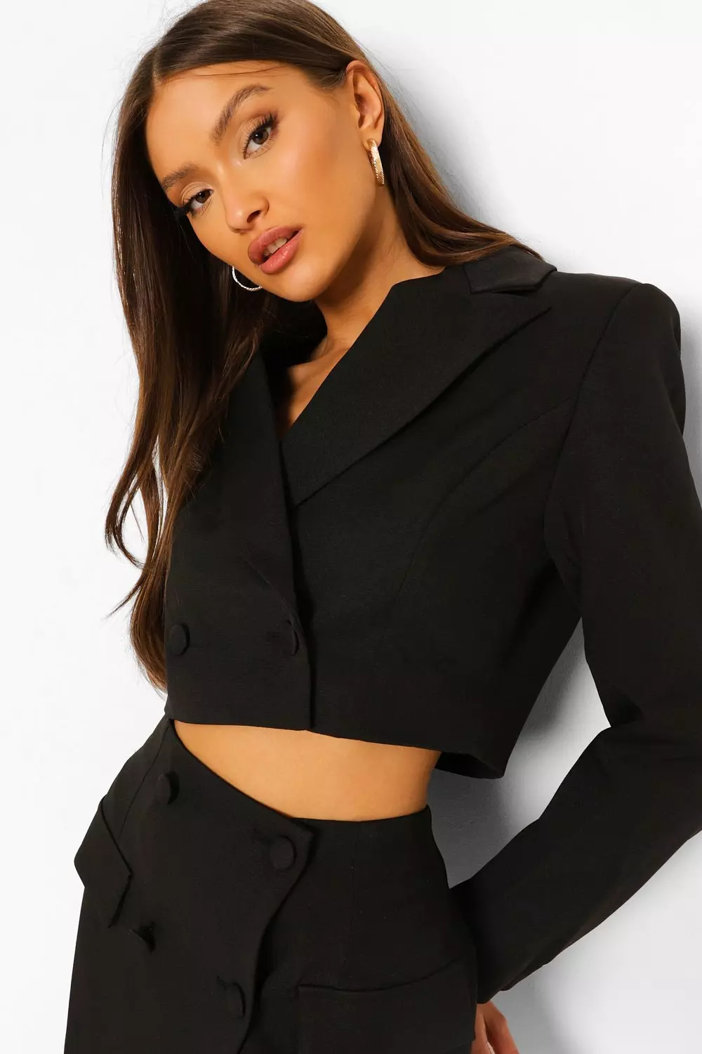 Black Cropped Blazer - Suit Set - Women's Cropped Blazer - Co Ord - Lulus