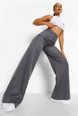 Charcoal Pinstripe Relaxed Wide Leg Trousers