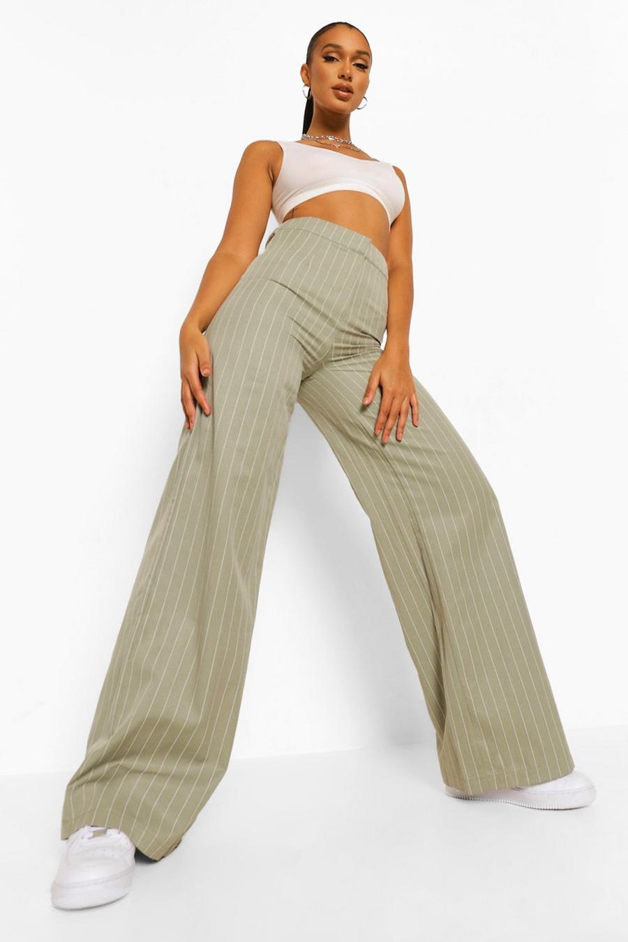 Sage Pinstripe Relaxed Wide Leg Pants image number 1