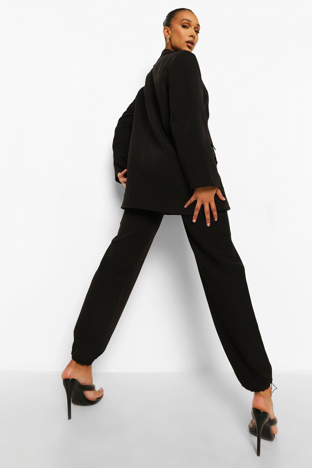 Black tailored joggers store