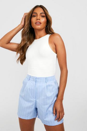 Pinstripe Tailored Shorts powder blue