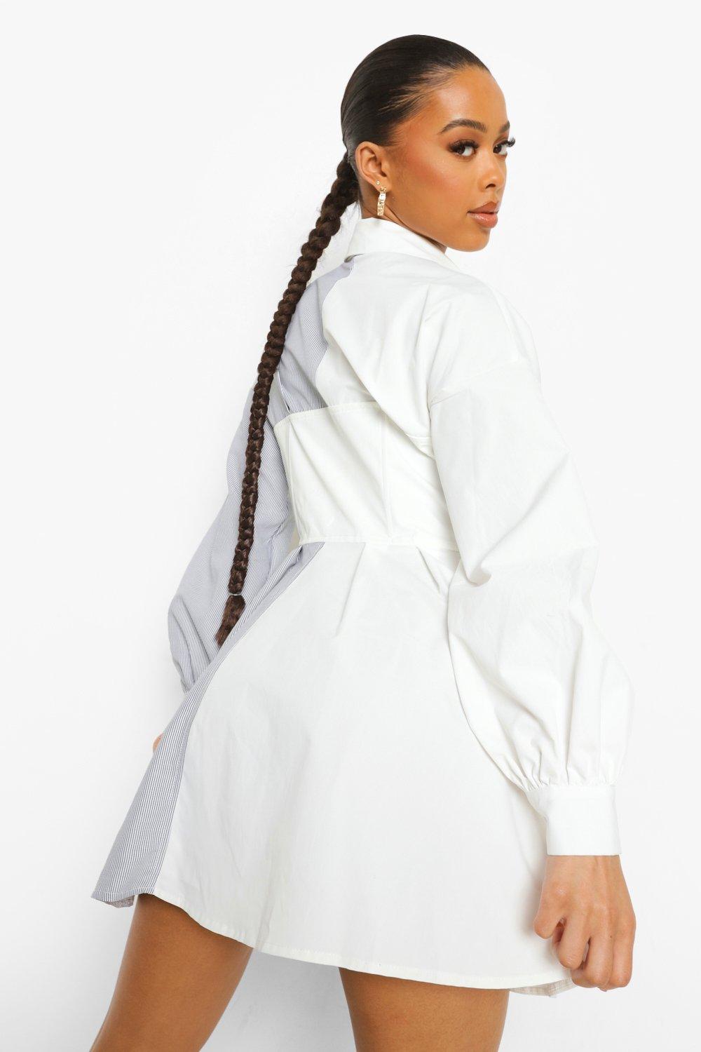 Boohoo white shirt store dress