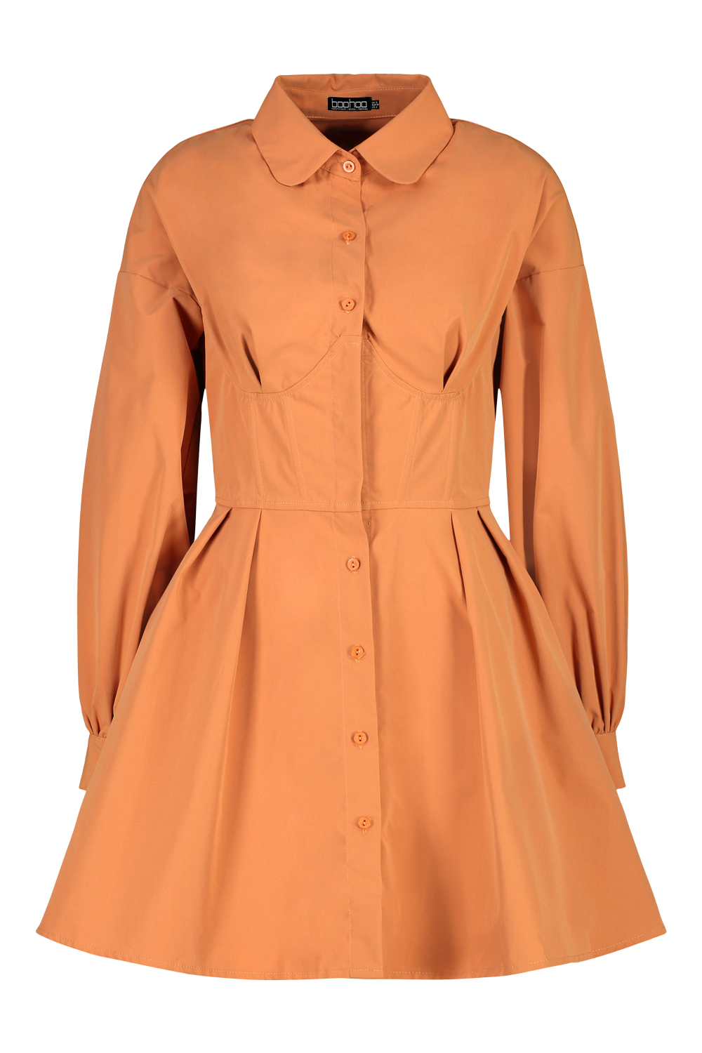 Button Front Corset Detail Shirt Dress