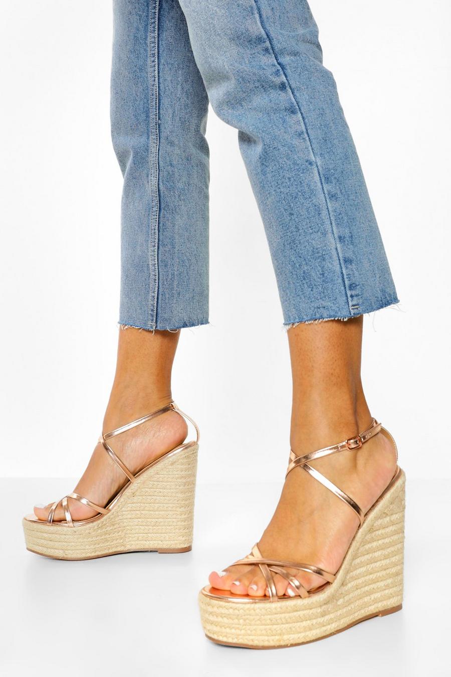 Rose gold Skinny Strappy Wedge image number 1