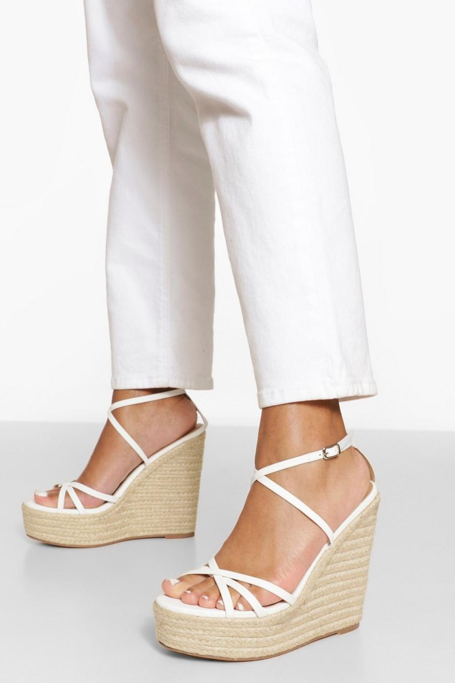 White Skinny Strappy Wedge image number 1