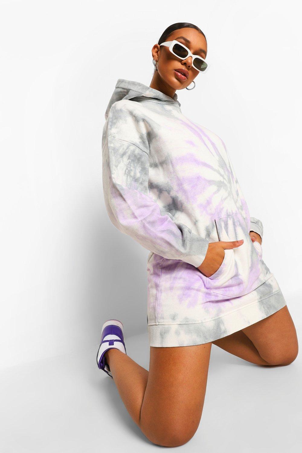 Purple Tie Dye Hoodie Dress