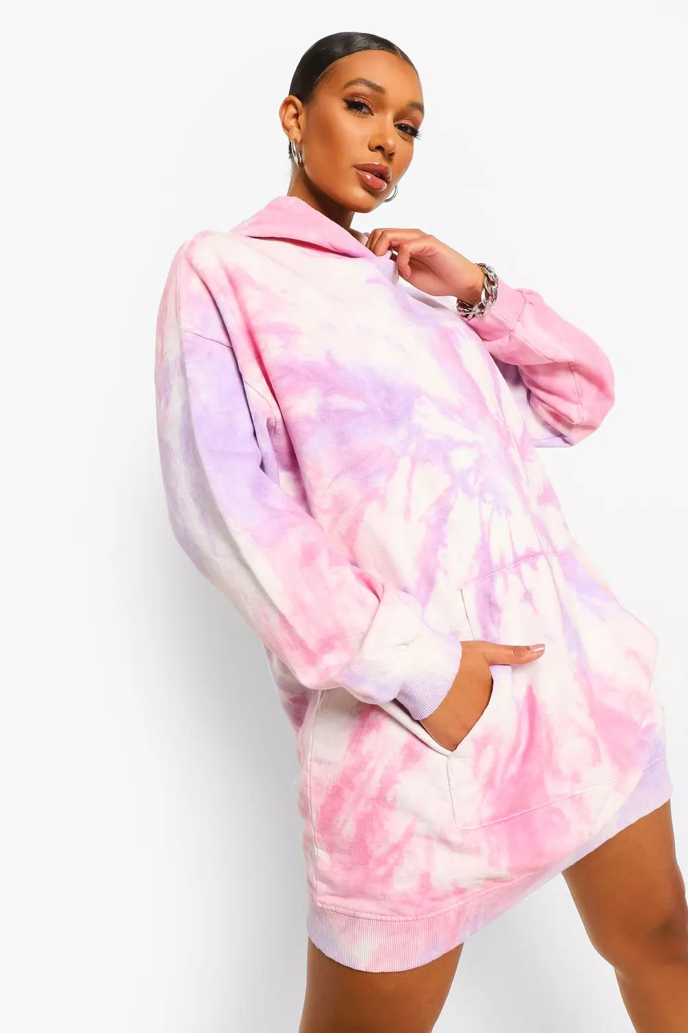 Pink tie dye hoodie sale