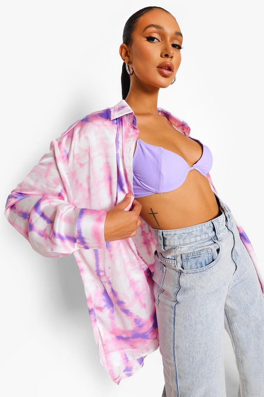 Pink Oversized Tie Dye Blouse image number 1