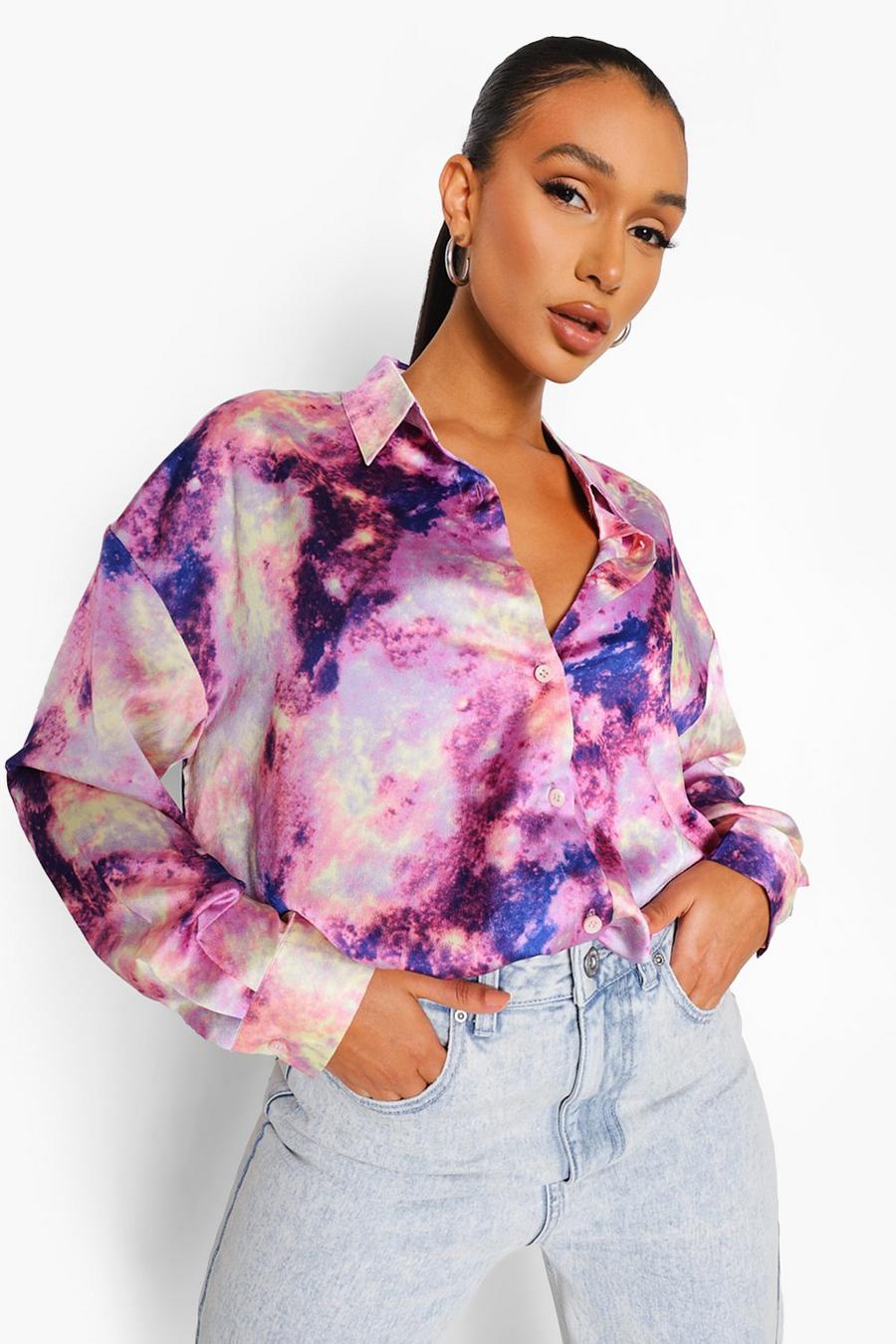 Purple Tie Dye Oversized Shirt image number 1